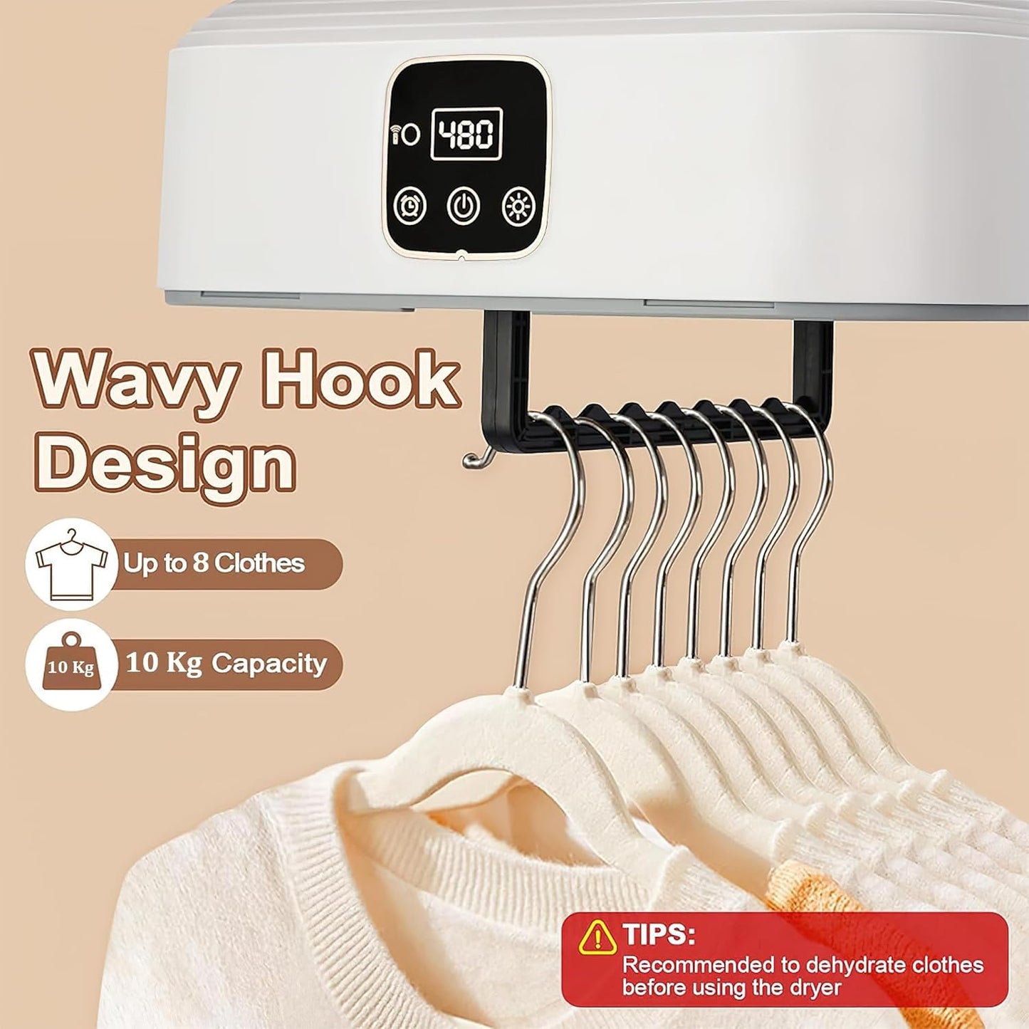 Foldable Electric Cloth Dryer suitable for 7-8 cloths such as Under Garments, Jeans, T shirts, Towels etc.. - Hot Air drying of clothes with constant heating.