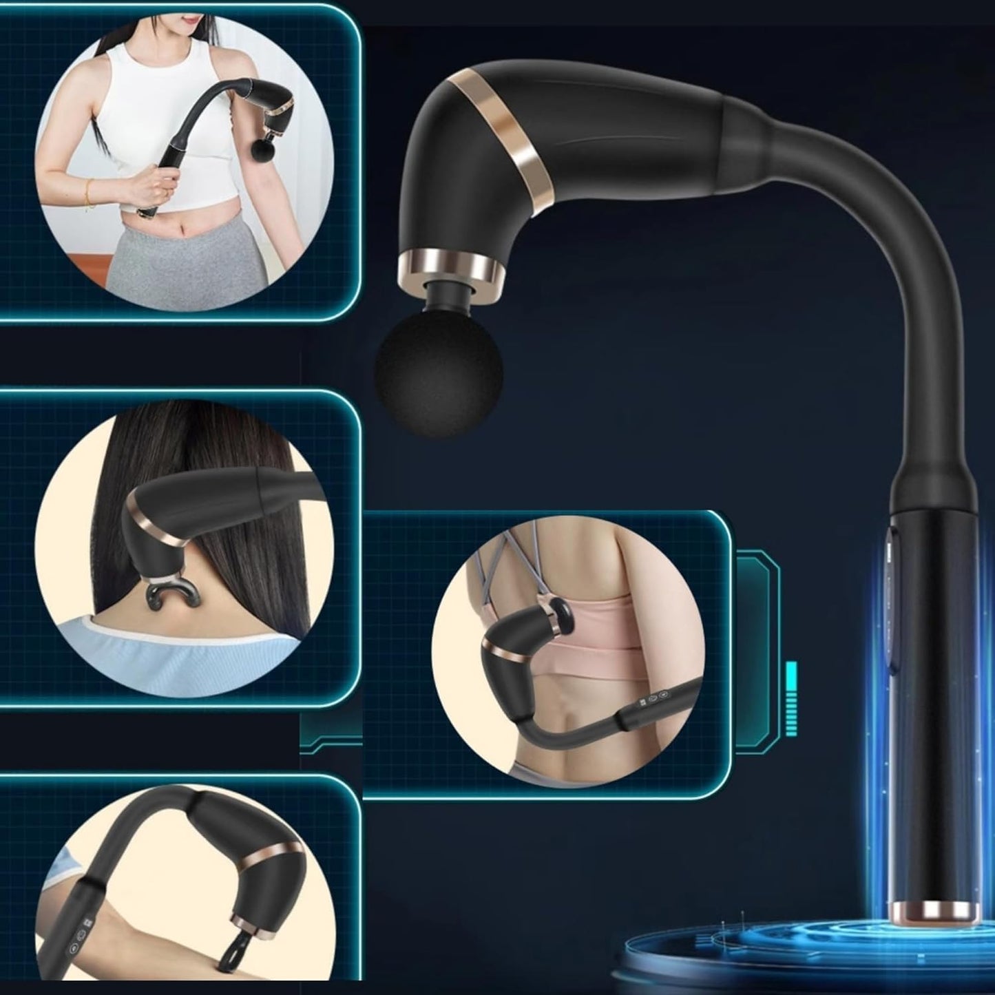 Massage Gun With Upgraded Extended Handle,Back Massager For Pain Relief Deep Tissue With LCD Screen, Massage Gun Deep Tissue With 4Massage Heads
