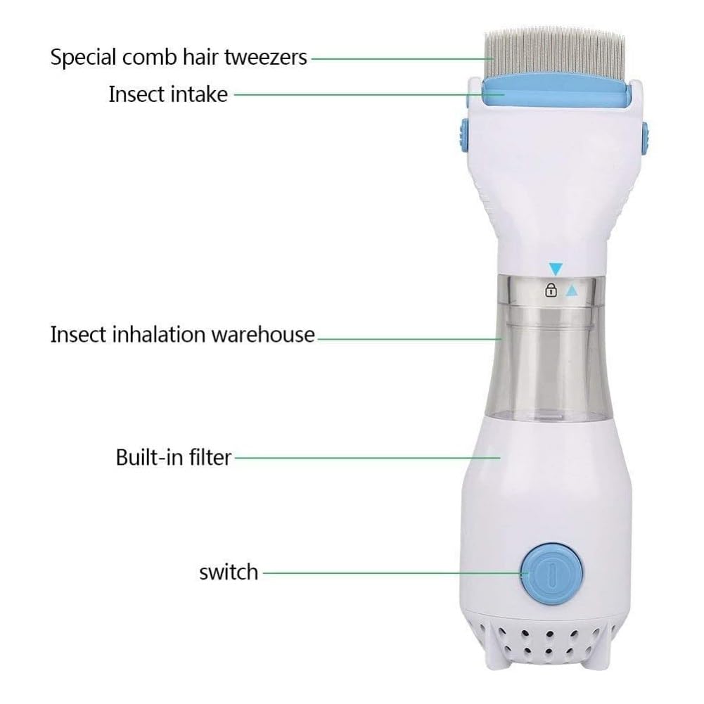 Head Lice Comb Eggs Remover Hair V-Comb Vacuums Machine for Unisex for Lice Removed