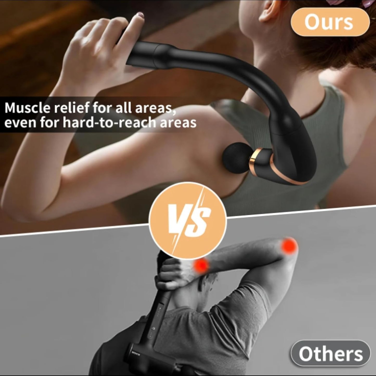 Massage Gun With Upgraded Extended Handle,Back Massager For Pain Relief Deep Tissue With LCD Screen, Massage Gun Deep Tissue With 4Massage Heads