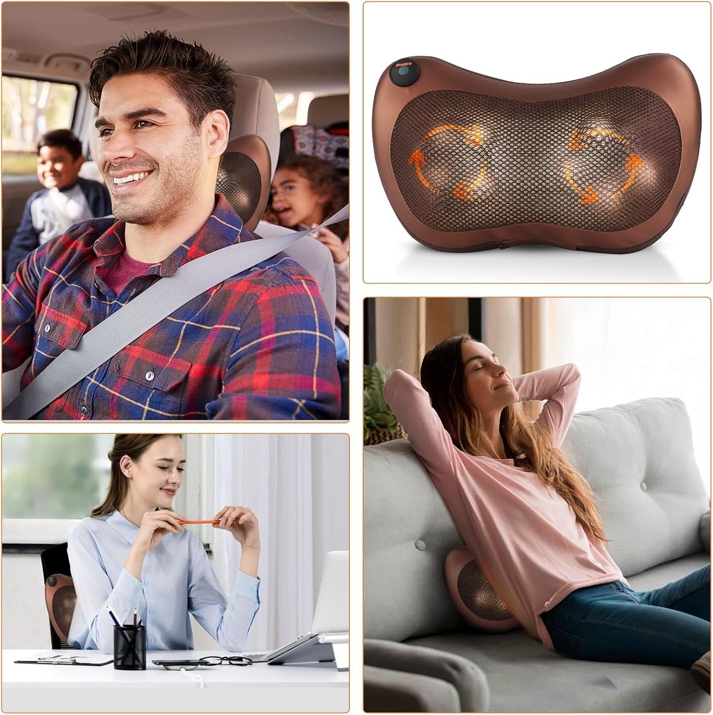 Massage Pillow for Back, Shoulders, Legs Foot, Muscle Pain Relief for Home Car Office