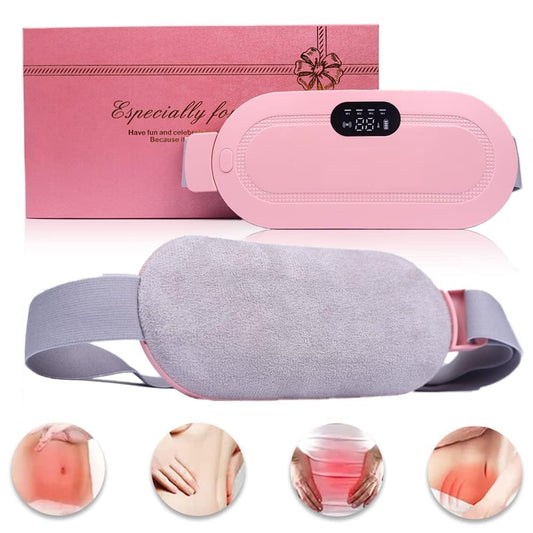 Menstrual Cramps Relief Pad, Portable Cordless Heating Pad for Stomach, 3-Speed Temperature Adjustment and 4-Speed Massage Modes, Back and Belly Heating Pad for Women