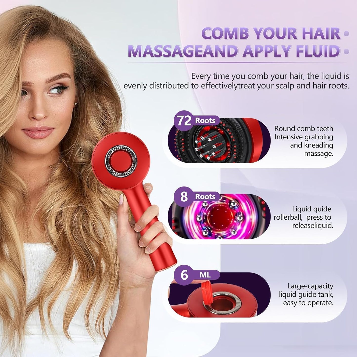 Scalp Massaging Brush with 3 In 1 Hair Oil Applicator