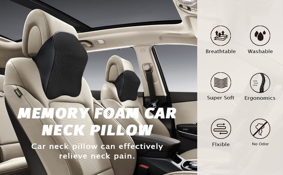 Memory Foam Car Neck Rest Pillow Seat Cushion Headrest