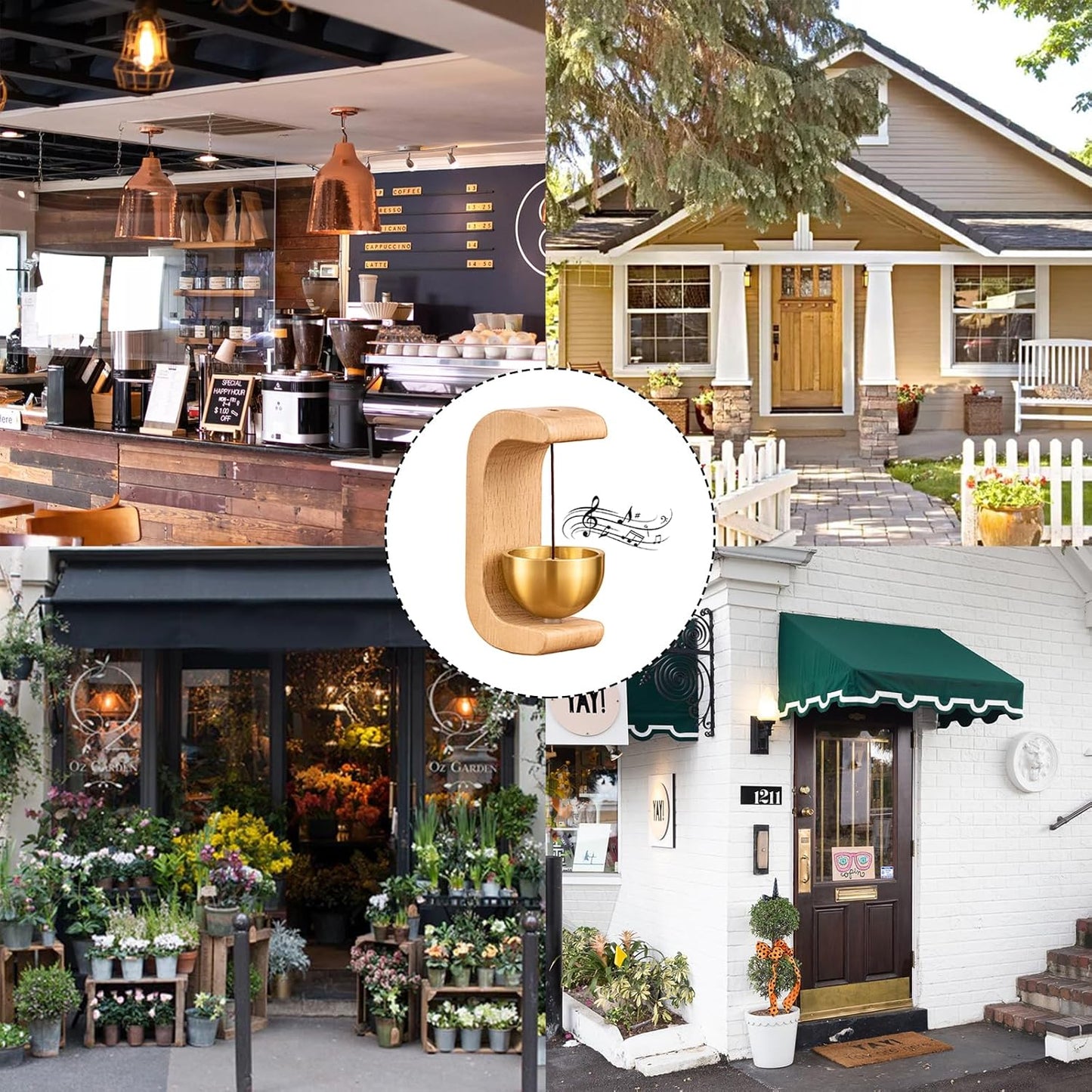 Wooden Door Bell for Home & Shop, Shopkeepers Door Chime, Ideal Housewarming Gift