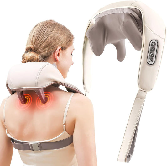 Neck and Back Massager Cordless Shiatsu Shoulder l Kneading Massager for Pain Relief Deep Tissue, Long-Lasting Portable Design, Gift for Mom Dad Men Women Her Him