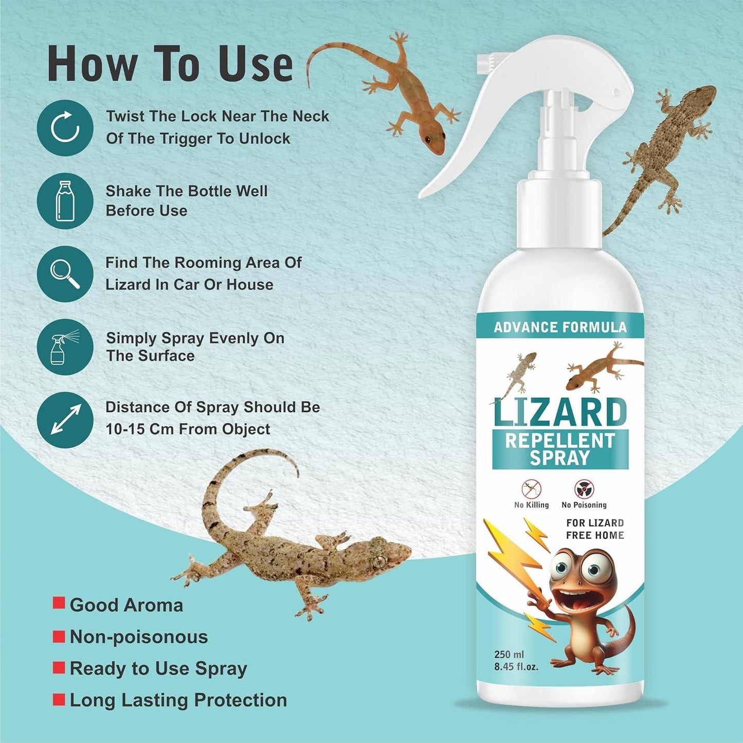Lizard Repellent for Home Spray Pest Control  250ML (Pack of 2)